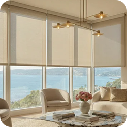 Graywind shades installed over large windows
